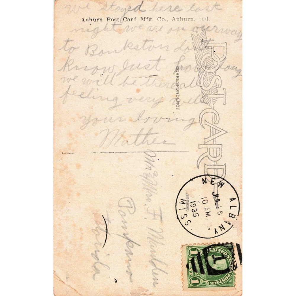 Vintage Elks Home Holly Springs Miss Postcard 1935 BPOE Mississippi Architecture - Picture 2 of 2